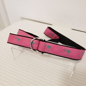 Toe Goz Fabric Adjustable Belt Size Medium, Palm Tree Print, Preppy, Golf Casual